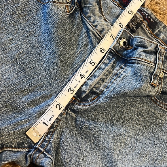 Vtg One Tuff Babe OTB Stretch Flare Leg Light Blue Jeans size 7/8 - Picture 9 of 11